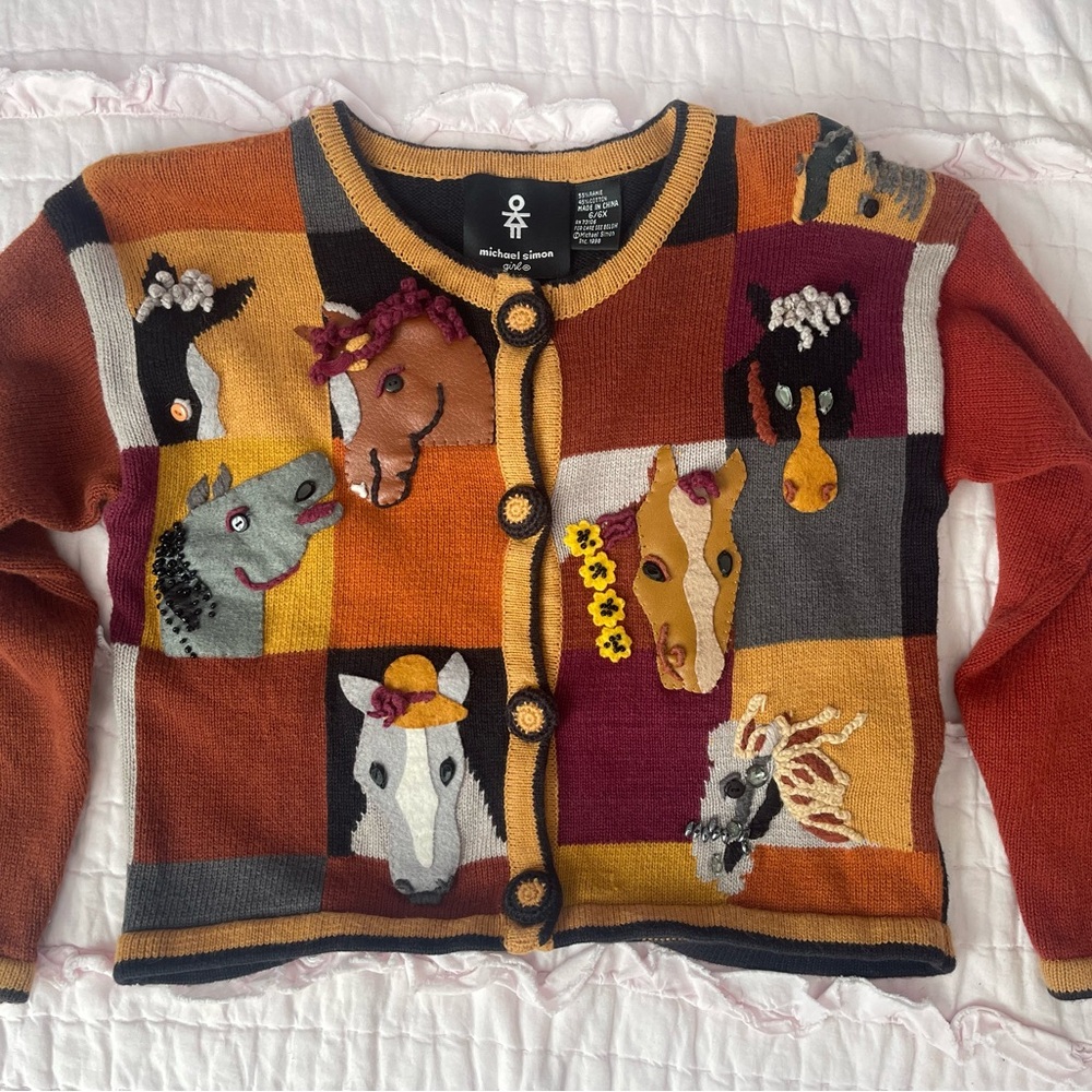 Michael Simon Girl Horse Cardigan